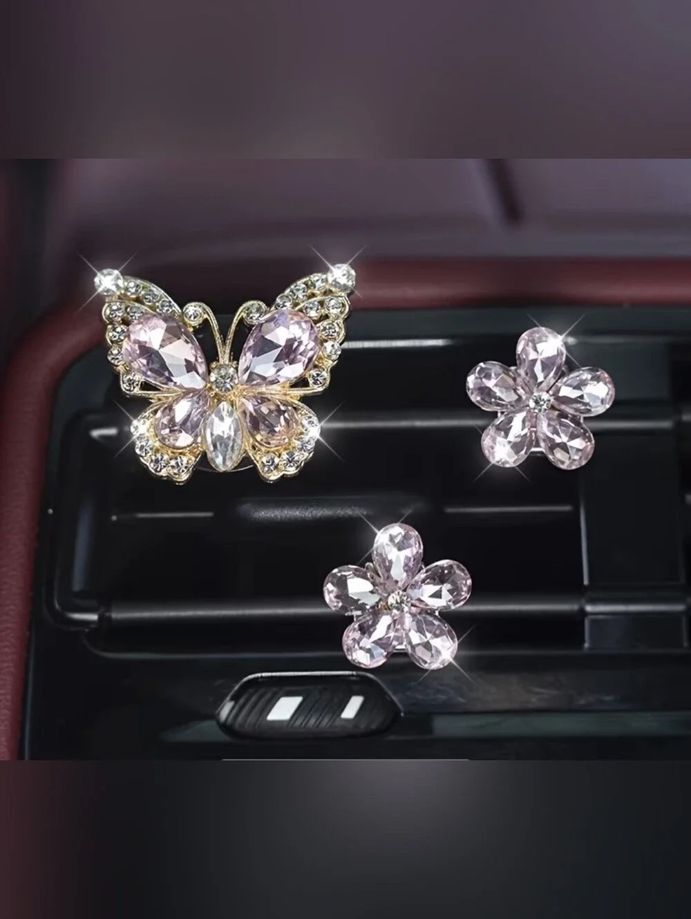Crystal Butterfly and Flower Or Turtle Car Clip Fragrance Diffuser